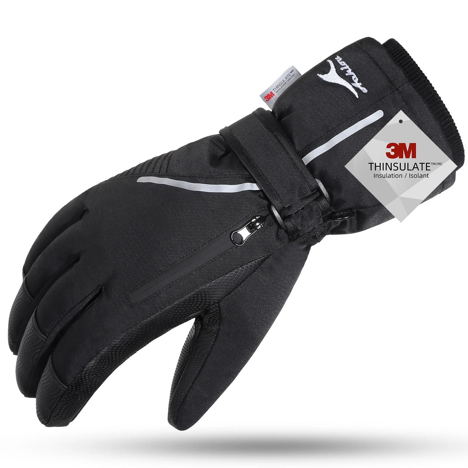 Ski Snow Gloves Waterproof Touchscreen Winter Warm for Men Women with Portabl...