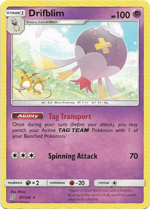 Drifblim 81/236 Rare Unified Minds Pokemon Near Mint