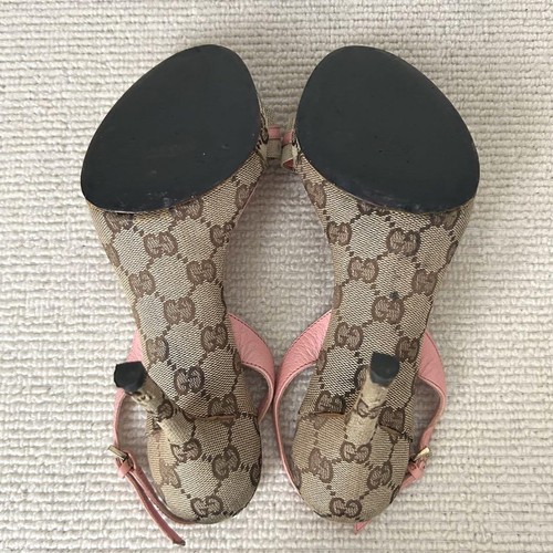 GUCCI Mules Sandals Heel GG Canvas/Leather Multicolor EU36/US6 79899c - Picture 9 of 24