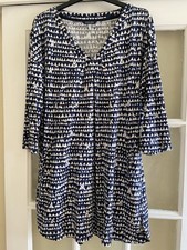 NEW - Joules Navy Heart Tunic Top Dress - Size 14 - Cotton Mix - Pockets
