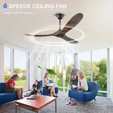 52in Ceiling Fan no Light 3 Wood Blades High CFM Reversible Quiet DC Motor Fan