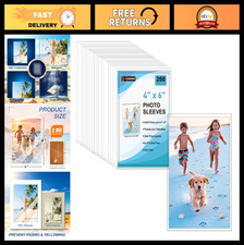 200 Pack 4x6 Photo Sleeves - Clear Top Loading Protectors, Archival Safe for Pho