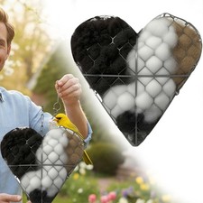 Handmade Fiber Bird Nesting Heart, Refillable Birds Haven 1 Heart Shape Nesting