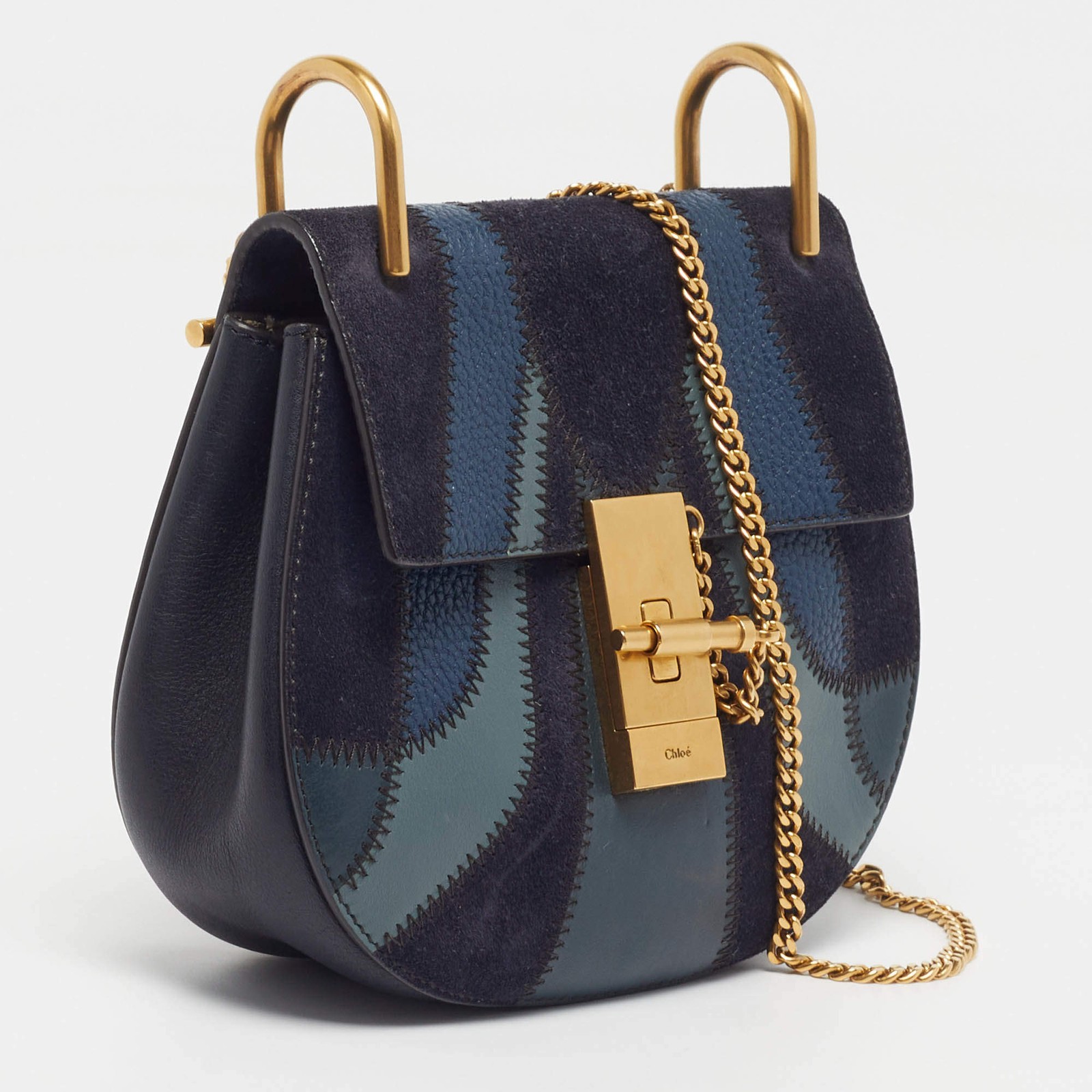 Chloe Drew Patchwork Mini Blue Chain Shoulder Bag - image 3