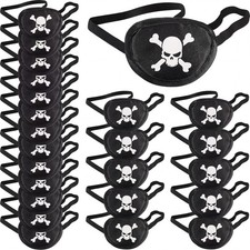 24 Pack Black Pirate Eye Patches Skull for Kids Adults Medium,