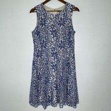Tommy Hilfiger Dress Womens 12 Petite Fit Flare Floral Lace Sleeveless Summer Ca