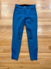 Smartpak Piper Knit Riding Breeches, 28L, Deep Teal/Emerald, Silicone Knee Patch