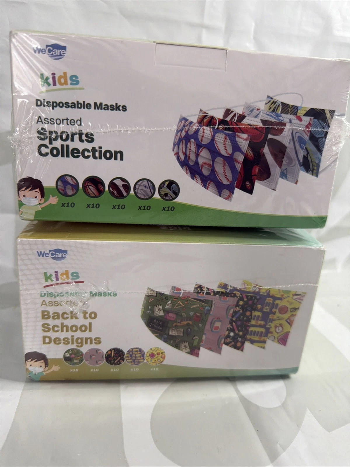 WeCare Kids Disposable 2 Pack Of 50 Face Mask, Sports Collection, Back To School
