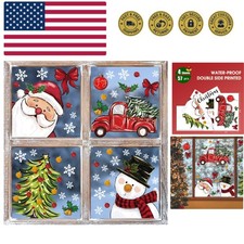 57 PCS Christmas Window Cling Sticker, Santa Claus Deers Snowman Xmas Tree fo...