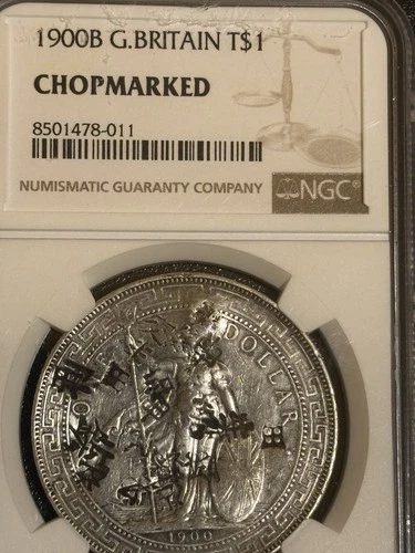 1900 B Great Britain Chopmarked Trade Dollar NGC Certification  Bombay