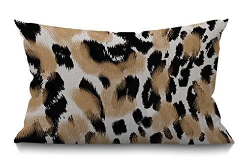 Animal Leopard Print Cotton Linen Waist Lumbar Throw Pillow Case Cushion Swn02
