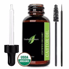 Premium Organic Castor Oil for Eyelashes, Eyebrows, Hair Growth, Skin  Face 1oz