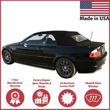 Fits BMW 3-Series E46 2000-06 Convertible Top & Glass window Black Canvas Cloth