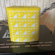 Handmade Plastic Craft Tissue Box Cover / Yellow 