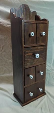 Antique Vintage 7 Drawer Spice Cabinet Box Cupboard Apothecary Chest Hanging
