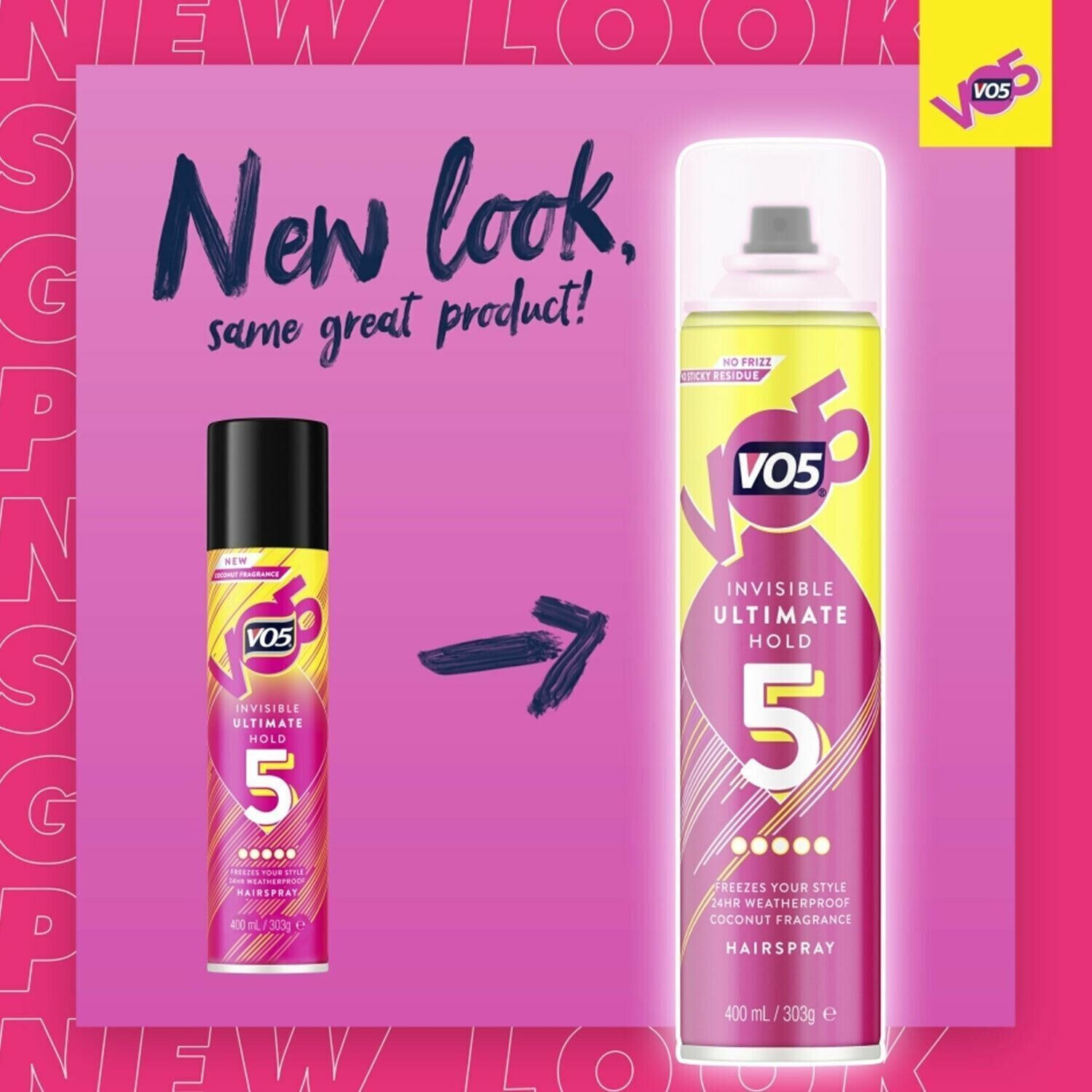 VO5 Invisible Ultimate Hold 24H Weatherproof Hair spray 400ml X 2 NEW