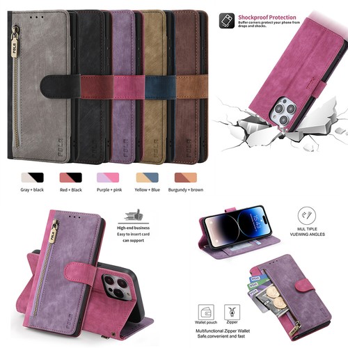 Coque Portefeuille Anti-choc Avec MagSafe Pour IPhone 11 à 16 Pro Max - Blocage RFID, Cuir PU