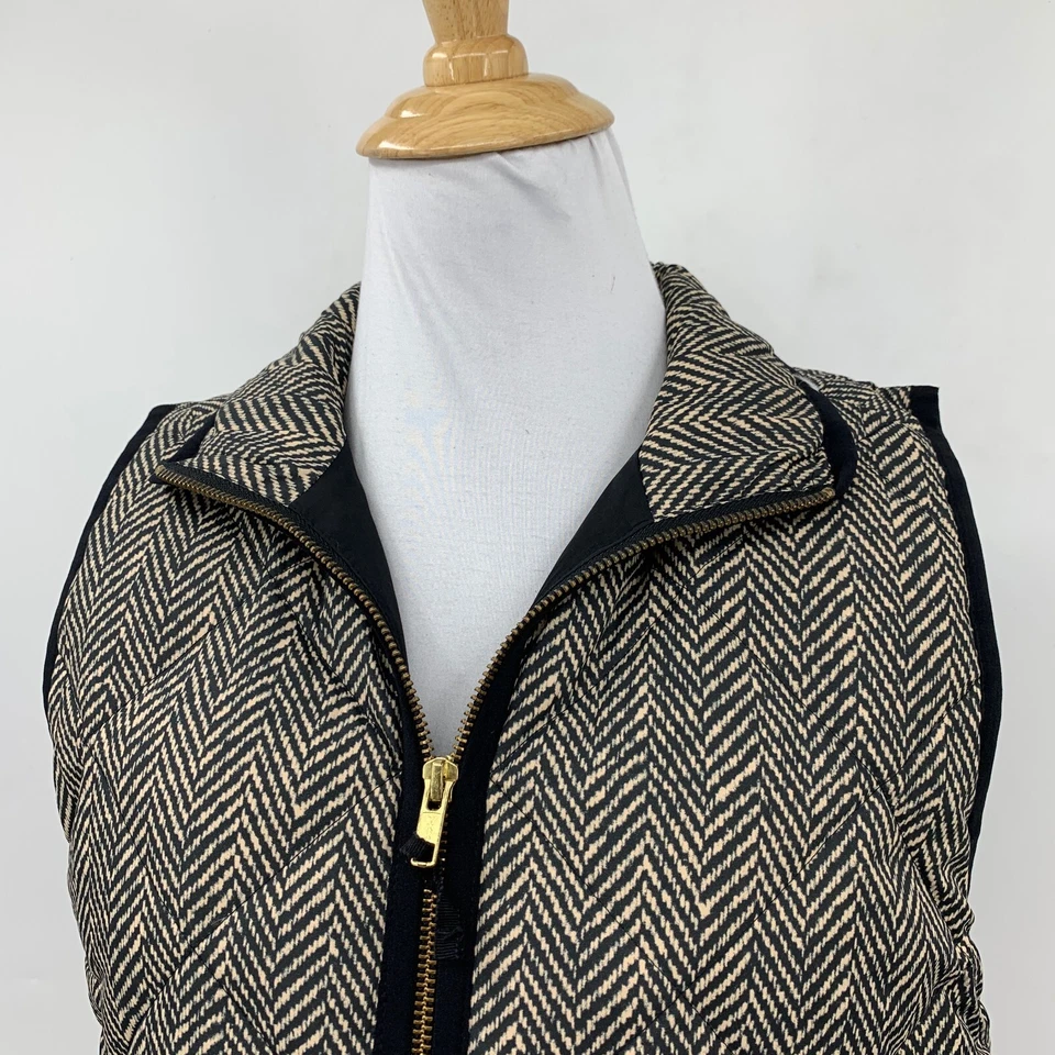 Chaleco de plumón J Crew para mujer XS extra pequeño negro espiga cremallera completa acolchado acolchado acolchado acolchado Foto 3 de 4