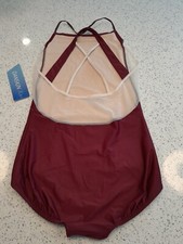 Womens Medium - Danskin Strappy Halter Leotard Wine/Cream