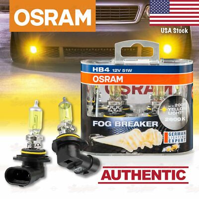 2x HB4 OSRAM Fog Breaker DuoBox YELLOW Spot Look Bulbs 2600K Lamps for LOW BEAM