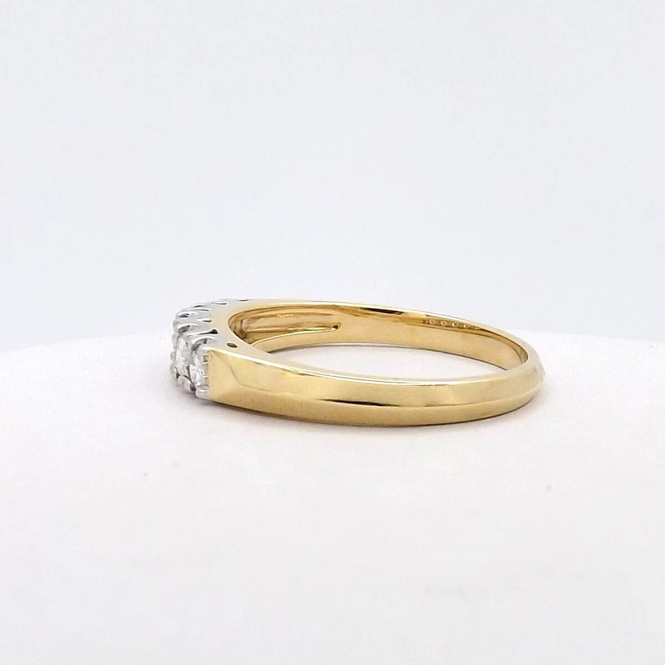 14k Gold Natural Diamond 5 Stone Wedding Anniversary Band Ring Knife Edge - Image 3 of 4