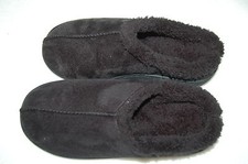 Mens BLACK SLIPPERS Faux Suede SHERPA LINED Mem Foam SLIP ON Rubber Sole L 9-10