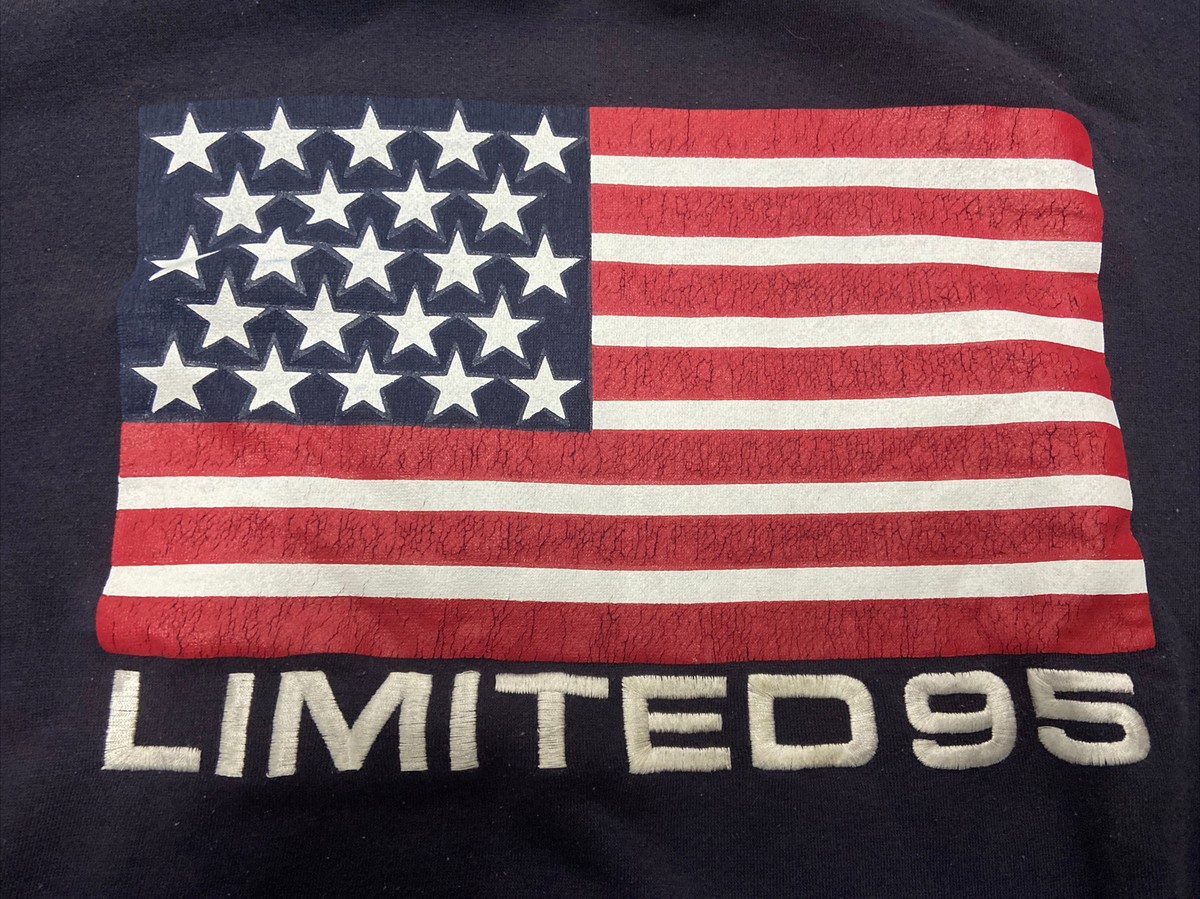 Vintage Limited Jeans 95 Sweathirt Sz L American Flag Embroidered