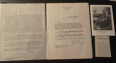 Arthur M Schlesinger Sr. Signed letter TLS W/ Fan Letter Memorial Writer Harvard