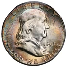 1963 Franklin Silver Half Dollar PCGS MS 64 End Roll Album Toned Toning Toner