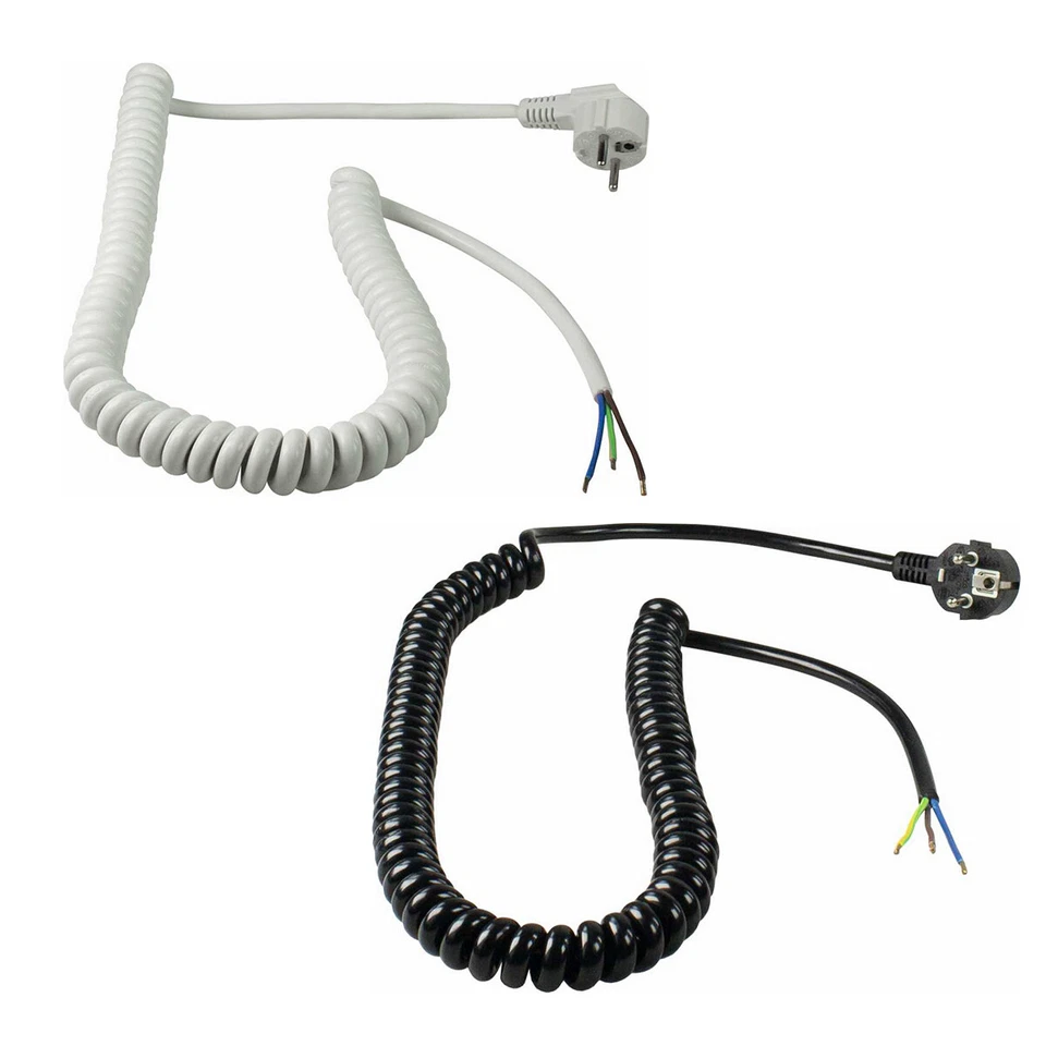 AS - SCHWABE Anschluss Spiralkabel Anschlusskabel 1-4.5m Leitung Schuko Winkelstecker 230V