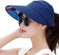 Women's Wide Brim Sun Hat UV Protection Summer Beach Packable Visor Hat