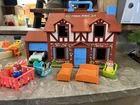 Vintage 80s Fisher Price Little People Tudor house #952 PLUS pool and playground
