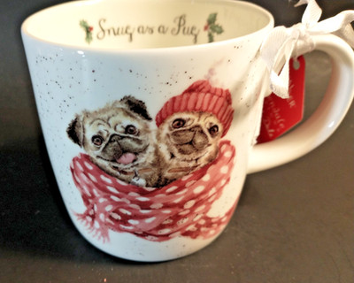 Royal Worcester Wrendale Christmas Snug as a Pug 14 oz mug