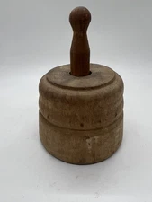 Antique Wood Butter Mold Stamp Press Carved Pineapple  4" Diameter Farm