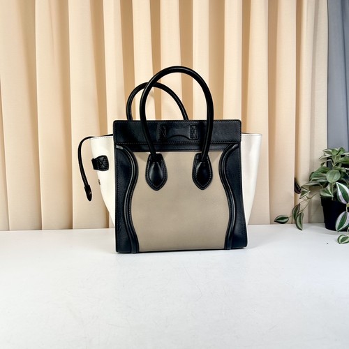 CELINE LUGGAGE Mini Hand Tote Bag Canvas Leather Italy