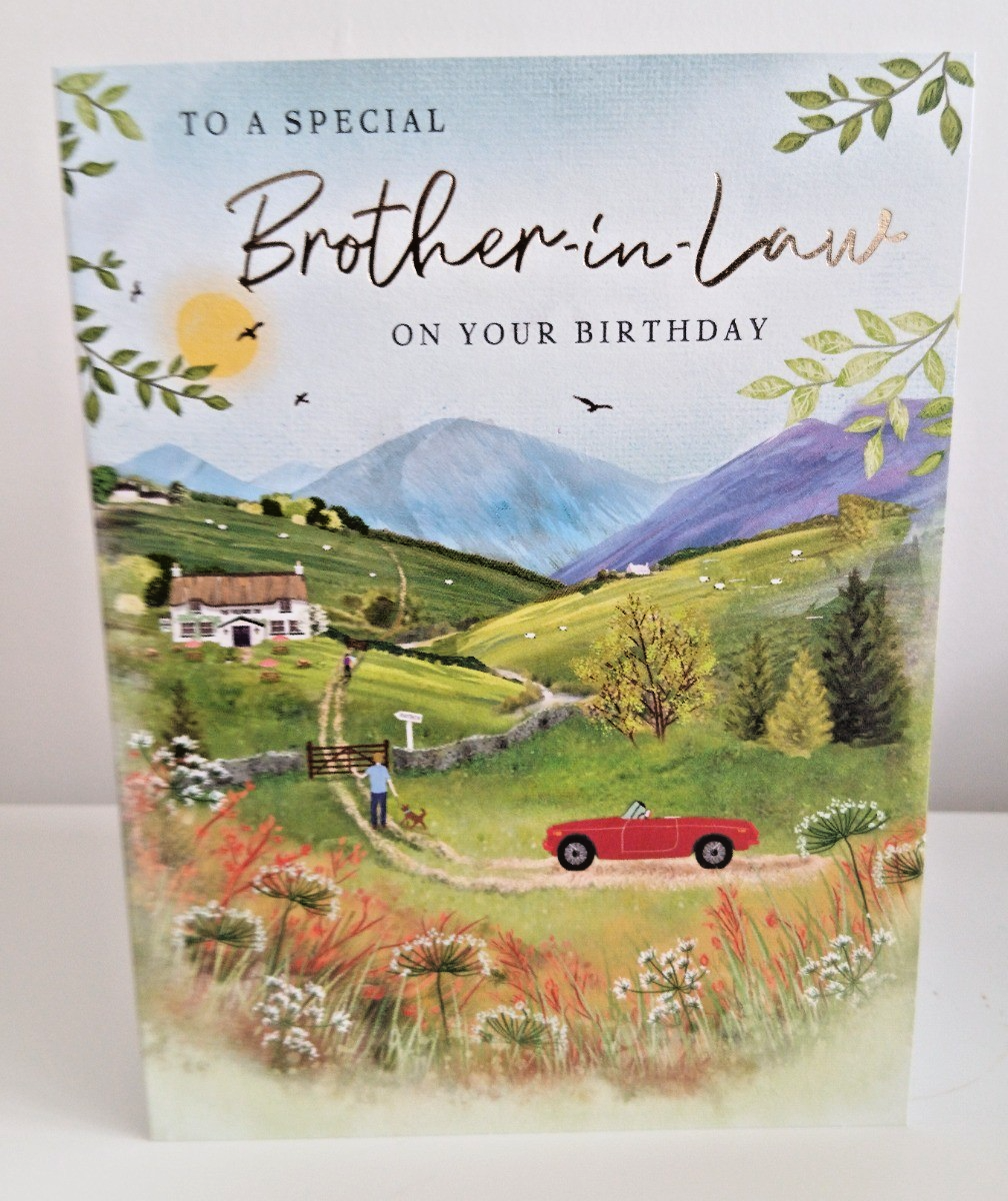Brother-in-law Birthday Card. Countryside Scene. 19x13cm