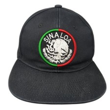 Sinaloa Snapback Hat Black One Size Embroidered Flat Brim Adjustable