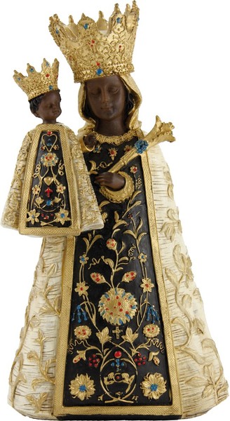 Heiligenfigur Schwarze Madonna 60 Cm Handbemalt Polyresin Deko-image