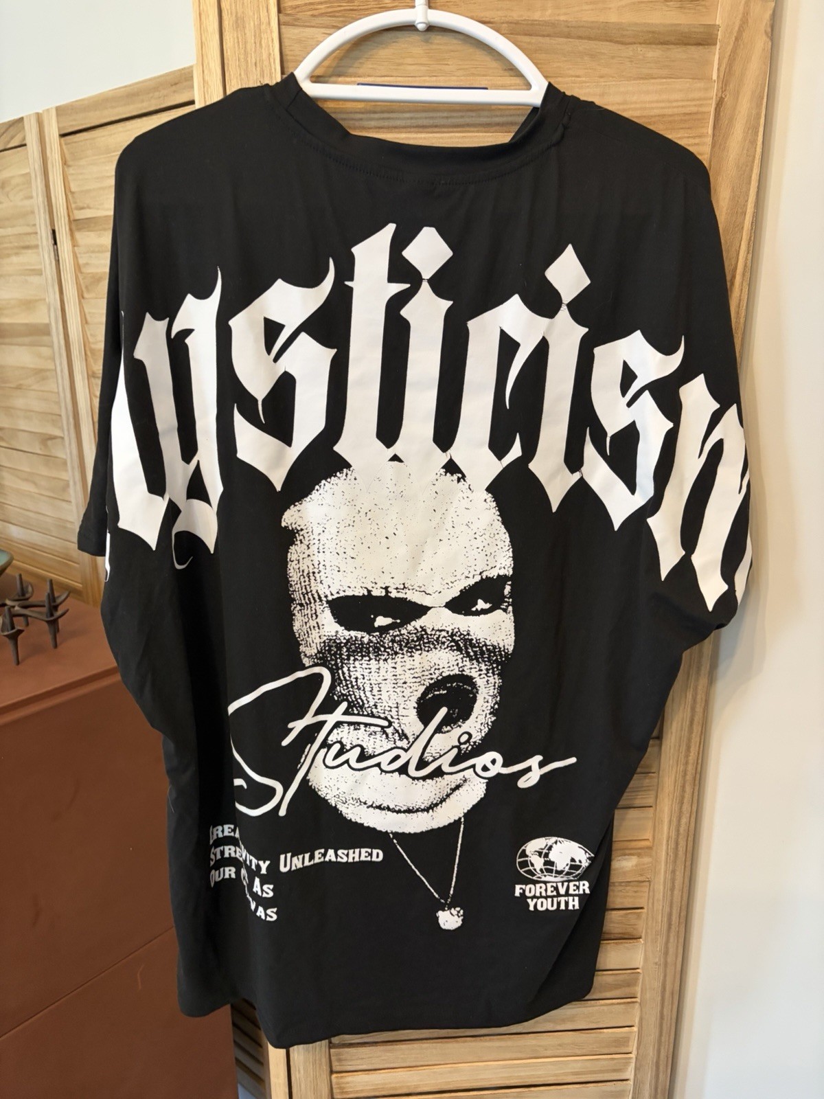 Mysticism Studios Gothic Graphic T Shirt Black Oversized Mens Tee Medium M