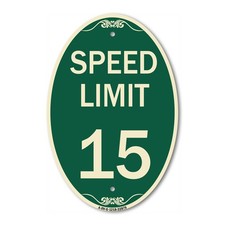 SignMission Designer Series Sign - Speed Limit 15 Mph 12" x 18" Aluminum Sign