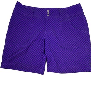 Jofit Womens Size 8 Golf Shorts Navy Purple Checkered Athletic Flat Front Chino