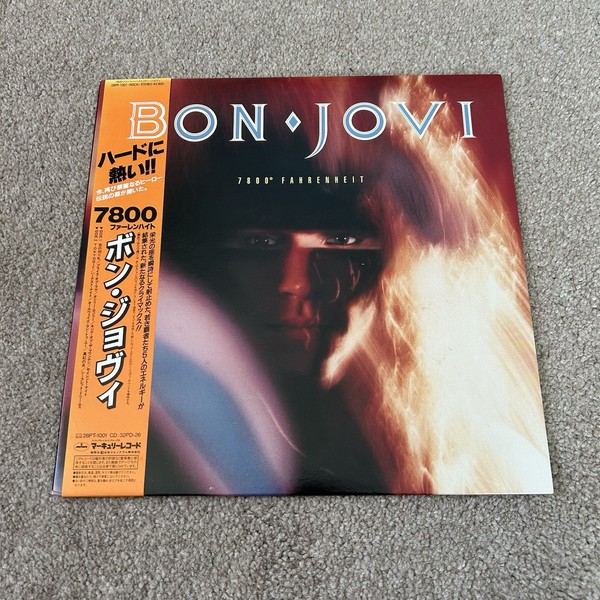 Bon Jovi - 7800° Fahrenheit Vinilo PRIMERA EDICIÓN JAPÓN 1985 Póster, Stickers 3