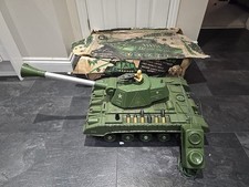 Rare TIGER JOE TANK Battery Operated Topper Toys 1960's Made In England Boxed