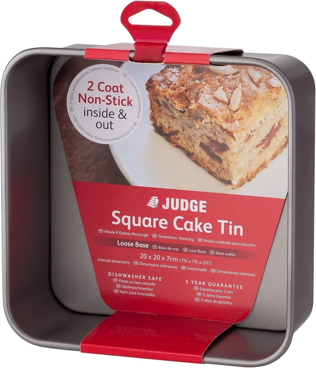 Judge Non Stick Square 8in Cake Tin Loose Base Dishwasher Safe 20cmx20cm New