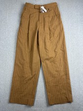 Madewell High Rise Rosedale Pants Womens 2 Brown Wool Stripe Straight Dress Work