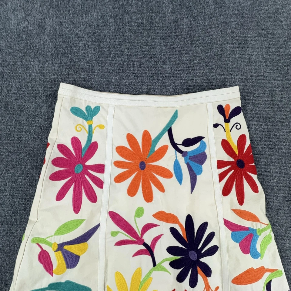 Falda Tory Burch Mujer 8 Crema Colorida Floral Bordada Algodón Boho Foto 2 de 4