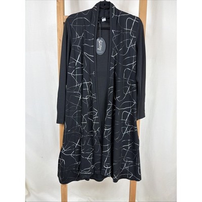 NWT Ever Sassy Black Patterned Long Sleeve Long Cardigan Jacke #1155 Size SMALL