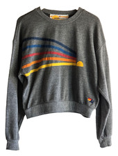 Aviator Nation 5-Stripe Sweatshirt XS Heather Grey Rainbow Luxury Athleisure 2