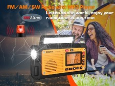   Emergency Solar Hand Crank Weather Radio 3000mAh Power Bank Charger Flash Light