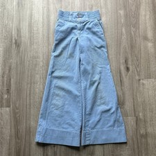 Vintage 70s Kids Light Blue Corduroy Wide Leg Flare Pants Talon Zip 22x22